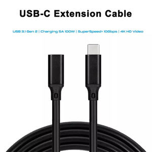 Кабель-удлинитель Type-C USB <span class=keywords><strong>3.2</strong></span> Gen <span class=keywords><strong>2</strong></span>, 20 Гбит/с, 240 Вт, быстрая зарядка PD 5A, нейлоновая оплетка, USB-C (штекер-гнездо), поддержка 8K 60 Гц - Product Image 2
