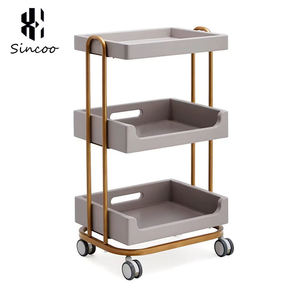 Luxury Foldable Modern Salon <b>Trolley</b> Pulleys Three-layer High Load-bearing Stainless Steel Bracket Home Office Warehouse Use - Product Image 1