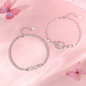 925 Plata Original encuentro minimalista estrella Rosa Boho pulseras regalo para él ella para fiestas bodas pareja de plata esterlina - Product Image 3