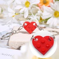 Set de Llaveros de Corazón de Ladrillo Coloridos, Bloques de Construcción Acrílicos para Parejas, 2 Piezas, Amuletos de Amor para Novios y Amigos