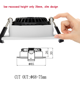 Đèn âm trần COB tích hợp điều chỉnh độ sáng, kiểu tròn/vuông, mỏng, 6W, màu trắng/đen - Product Image 3