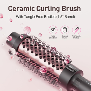 Brosse chauffante à revêtement céramique 3-en-1 pour boucler et lisser les cheveux, peigne coiffant et sèche-cheveux - Product Image 1