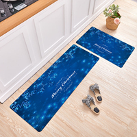 Tapis de cuisine transfrontalier en velours de cristal polyester, motif étoile et renne de Noël, absorbant l'eau et antidérapant, pour toutes les saisons