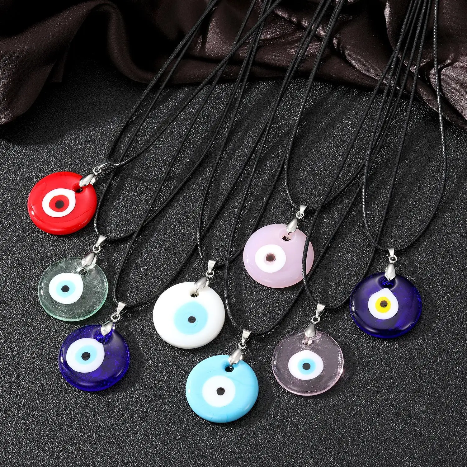 Minimalist EvilEye Necklace Fashion Glass Jewelry Leather Rope Chain Turkish Eye Lucky Necklace For Couple Women