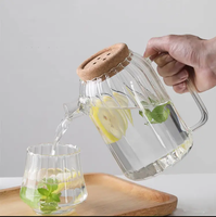 Simple botol minum kaca, Ketel asap minum teh kaca bergaris-garis tahan panas untuk kopi