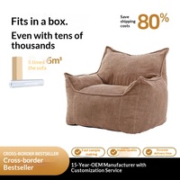 Sitzsack-Sessel Einzelsofa Kleines Sofa für Kompakte Wohnungen Moderner Minimalistischer Hochdichter Schaumstoff Stoffbezug Künstlerischer Faulenzer-Sessel für den Balkon