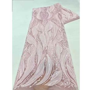 Tissu de <span class=keywords><strong>dentelle</strong></span> de mariage nigérian Robes de mariée traditionnelles nigérianes Tissu blanc perlé <span class=keywords><strong>Dentelle</strong></span> et plumes - Product Image 6