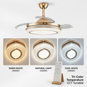 Modern Reversible LED <b>Ceiling</b> Fan <b>Light</b> 5 Blade DC Copper Motor <b>Remote</b> <b>Control</b> Bedroom <b>Ceiling</b> Lamp - Product Image 5