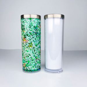 USA Lager 20oz Weiße Sublimationsrohlinge DIY Glitzer Schneekugel 304 Edelstahl Gerade Storyboard Schneekugel-Becher - Product Image 5