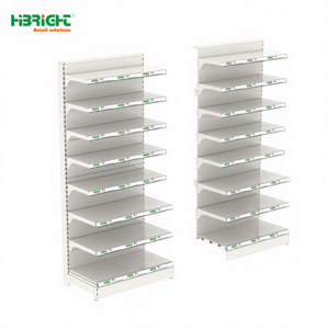 Highbright - Exhibidor Metálico Modular de Doble Cara, Resistente, Inclinado, para Supermercados, con 8 <span class=keywords><strong>Estantes</strong></span> de Rejilla - Product Image 1