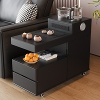 Table d'appoint de canapé, style moderne minimaliste, luxe léger de style italien, table à thé mobile, table basse haut de gamme couleur crème