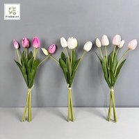 Bunga Tulip Parrot Putih Artificial PU 50CM 5 Tangkai Sentuhan Realistis untuk Dekorasi Pernikahan, Rumah, dan Pesta