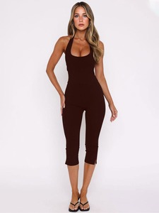 Tuta Intera <span class=keywords><strong>Sexy</strong></span> da Donna con Pantaloni a 7/8, Elasticizzata e Morbida, Stile Casual Sportivo, Comoda per l'Uso Quotidiano, Vestibilità Slim - Product Image 6