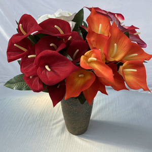 Bouquet d'Anthurium Artificiel Yiyi Flowers, 18 Têtes, Rouge, Blanc, Orange, Décoration de Table pour Mariage en Intérieur - Product Image 2