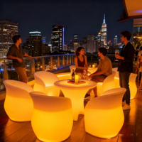 Tabourets de bar hauts en plastique LED de luxe modernes, chaises lumineuses, meubles de table pour KTV, boîte de nuit, hôtel, extérieur