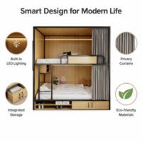 JOYSOURCE Umweltfreundliches Verstellbares Holz-Etagenbett mit Integriertem Aufbewahrungsschrank Modernes Spanplatten-Design ISO9001