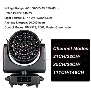 ไฟหัวขยับ FEIYUEYUE กันน้ำ IP65 DMX K25 37x40W RGBW 4in1 LED ซูมวอช บีอายส์ ไลท์ Ra96 อายุการใช้<span class=keywords><strong>ง</strong></span>าน 50000 ชั่วโม<span class=keywords><strong>ง</strong></span> - Product Image 2