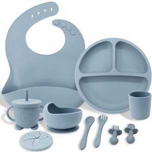 Ensemble de sevrage pour bébé 10 pièces, kit repas en silicone pour bébé, cuillère, bol, assiette, ensemble de repas classique pour enfants, ensemble d'alimentation en silicone pour bébé pour les tout-petits - Product Image 2