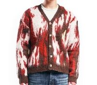 Pull en mohair pour homme avec logo personnalisé, motif jacquard en fourrure, vêtements en tricot d'hiver, cardigan en mohair duveteux pour homme