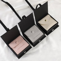 PUPPYSEW 9.5x9.3x3.5cm boîte à bijoux de luxe en carton noir avec logo en feuille d'aluminium