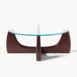 <span class=keywords><strong>Table</strong></span> Basse Moderne Scandinave en Bois Massif et Verre, <span class=keywords><strong>Ronde</strong></span>, Design Artistique pour <span class=keywords><strong>Salon</strong></span> - Product Image 4