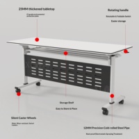Table d'entraînement pliante en bois, modulable et longue, pour bureau, cours de soutien scolaire, avec roulettes, et combinaison de chaise de conférence