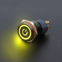 Logo personnalisé électronique 16mm oxyde d'aluminium noir bouton-poussoir LED autobloquant/momentané IP67 anneau alimentation 24V 12V