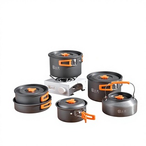 Portable Outdoor Camping Pot Lightweight Backpacking Frying Pan Hard-Anodized Aluminum Camping <b>Cookware</b> Set for Hiking - Product Image 5