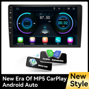 เครื่องเล่นวิทยุติดรถยนต์หน้าจอ 10 นิ้ว 9 นิ้ว รถยนต์ MP5 1 Din รองรับ Wireless Carplay Android Auto BT Mirror Link GPS Universal FM - Product Image 1