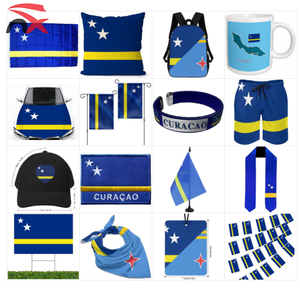 Kit de Celebración Patriótica de Curazao con Servicio Profesional: Cubierta para Capó de Coche con Bandera, Pulsera y Pantalones Cortos para el Día Nacional - Product Image 1