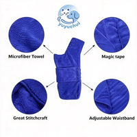 Jubah Mandi Anjing dari Bahan Mikrofiber, Handuk Mandi Hewan Peliharaan Cepat Kering dengan Perekat Ajaib yang Dapat Disesuaikan untuk Penggunaan Anjing Setelah Mandi atau Berenang
