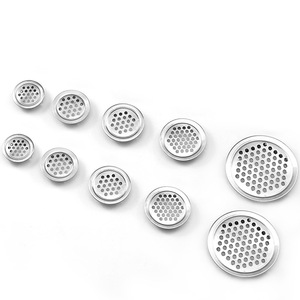 Grille d'aération ronde en acier inoxydable à double face, couleur argent, pour armoire, meuble et accessoire de quincaillerie - Product Image 1