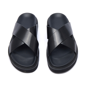 Chaussons pour hommes en cuir véritable antidérapants, dessus en cuir de vachette de qualité supérieure, doux, confortables, respirants, sandales plates pour la maison, tongs - Product Image 4