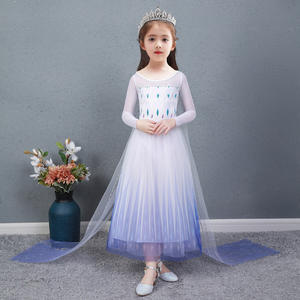 Meilleure vente Robe de princesse Robe de <span class=keywords><strong>reine</strong></span> <span class=keywords><strong>des</strong></span> neiges Robe de princesse <span class=keywords><strong>Elsa</strong></span> Cape Cadeau d'anniversaire pour fille - Product Image 4