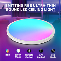 Plafonnier LED RGB ABS blanc ultra-mince moderne, contrôle intelligent par application, changement de couleur, intensité variable, montage encastré, chambre à coucher, salon