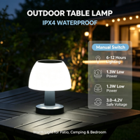 Lampe de table solaire LED moderne en ABS, étanche IPX4, interrupteur manuel, 3.0-4.2V, lumière de nuit pour jardin, patio, extérieur, décoration de la maison