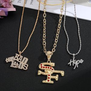 Qinghe Jewelry Hip Hop Letter <b>Necklace</b> Gold Silver Plated Pendant Unisex Fashion <b>Statement</b> Jewelry Trendy Charm <b>Necklaces</b> - Product Image 1