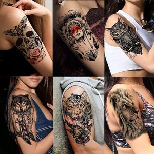Tatuaggi Temporanei all'Ingrosso Aquila Gufo Lupo Tigre Drago Leone Impermeabili Personalizzati per Uomo - Product Image 4