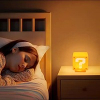 Lampe de chevet USB rechargeable LED mignonne en forme de point d'interrogation et d'exclamation avec son, lumière Mario, cadeau, lampes de table pour enfants