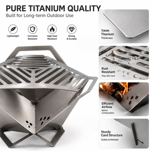 Réchaud de camping pliable en titane, léger, à bois, pour la cuisson en plein air, la randonnée et le camping - Product Image 5