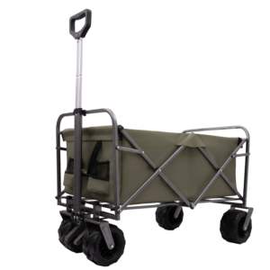 DB Foldable <b>Camping</b> Cart With Big Wheels Green Metal Outdoor Utility <b>Trolley</b> For Shopping And Beach Use - Product Image 5