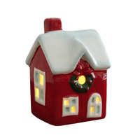 Maisons de village de Noël en céramique lumineuses, style rustique, pour décorations de cheminée et de table