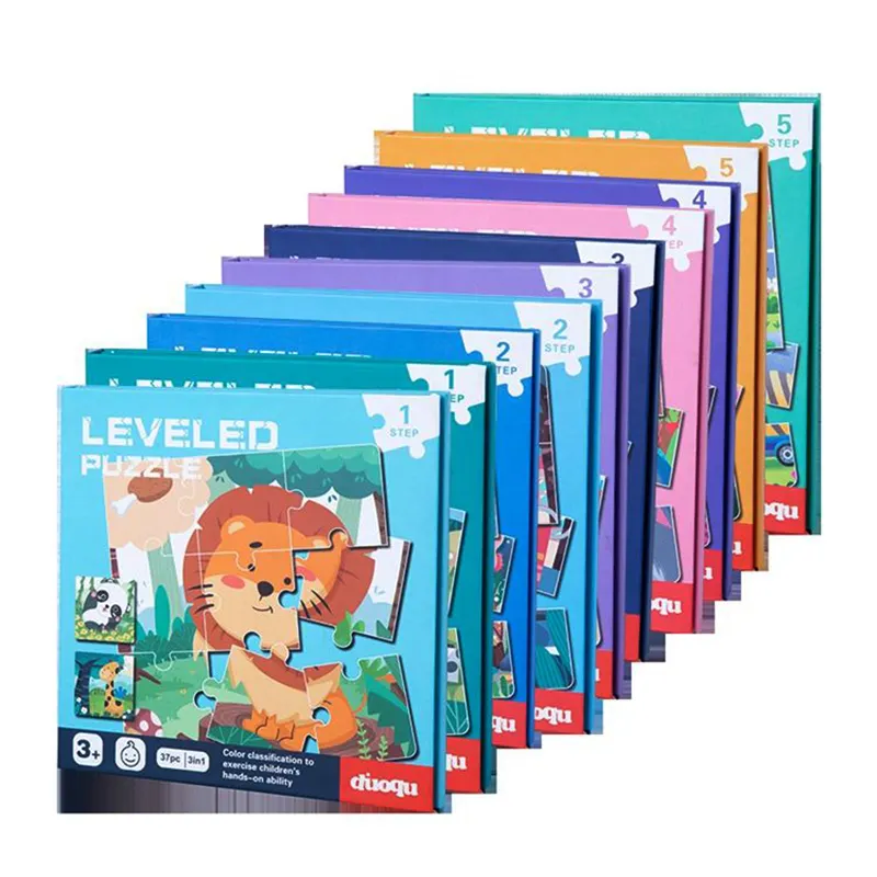 2023 Hot Sale Paper Traffic Animal Magnetic Jigsaw Puzzles Kids Level Puzzles Cognition Toddler Puzzle Books