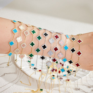 Bracciale con ciondolo in argento S925 con 5 motivi a 4 foglie <span class=keywords><strong>di</strong></span> trifoglio in pietra naturale <span class=keywords><strong>di</strong></span> marca <span class=keywords><strong>di</strong></span> trifoglio Set <span class=keywords><strong>di</strong></span> gioielli da <span class=keywords><strong>donna</strong></span> - Product Image 3