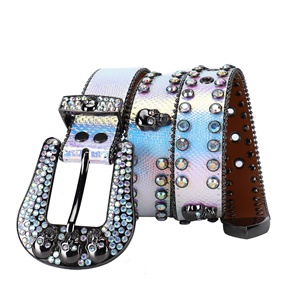 Cintura da donna in pelle PU con strass in lega, fibbia a teschio, stile Hip Hop Punk, personalizzata, di tendenza, alla moda, <span class=keywords><strong>Baita</strong></span> Manufacturer - Product Image 5