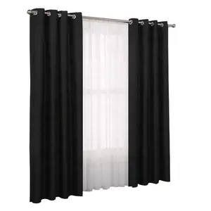 Cortinas de janela de arco preto, decoração de casa, sala de estar, 100% poliéster