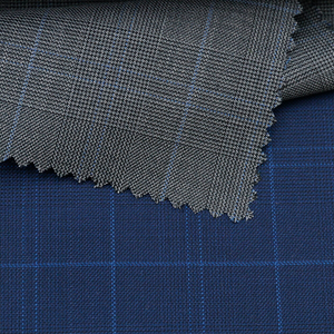 Clásico de moda 50% W 50% P mezcla de lana merino peinada/tela de poliéster para trajes de hombre a cuadros adecuado para todas las estaciones - Product Image 3