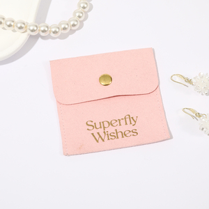 Pochette à bijoux en microfibre multicolores personnalisée avec bouton pression, sac enveloppe pour bagues, bracelets et colliers - Product Image 5