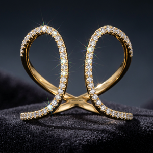 Bague statement en or 10K, 14K, 18K ou en argent 925, 935 avec diamant de laboratoire taille ronde et motif infini - Product Image 1