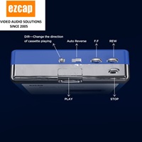 Lecteur de cassettes Bluetooth Ezcap215 avec fonction d'inversion automatique, Walkman portable avec sortie AUX 3,5 mm